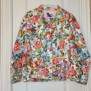 Vintage Gitano Outerwear Floral Denim Trucker Jacket
